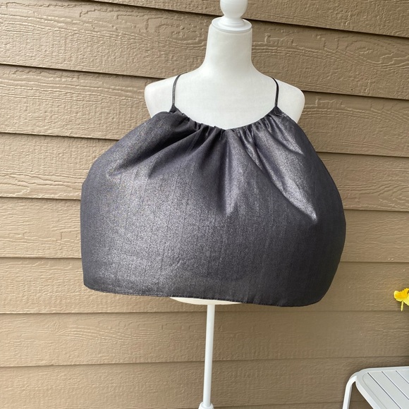 NEW! Express Womens Size XS Top Metallic Gray Black Layered Dressy Blouse Fancy - Picture 2 of 8